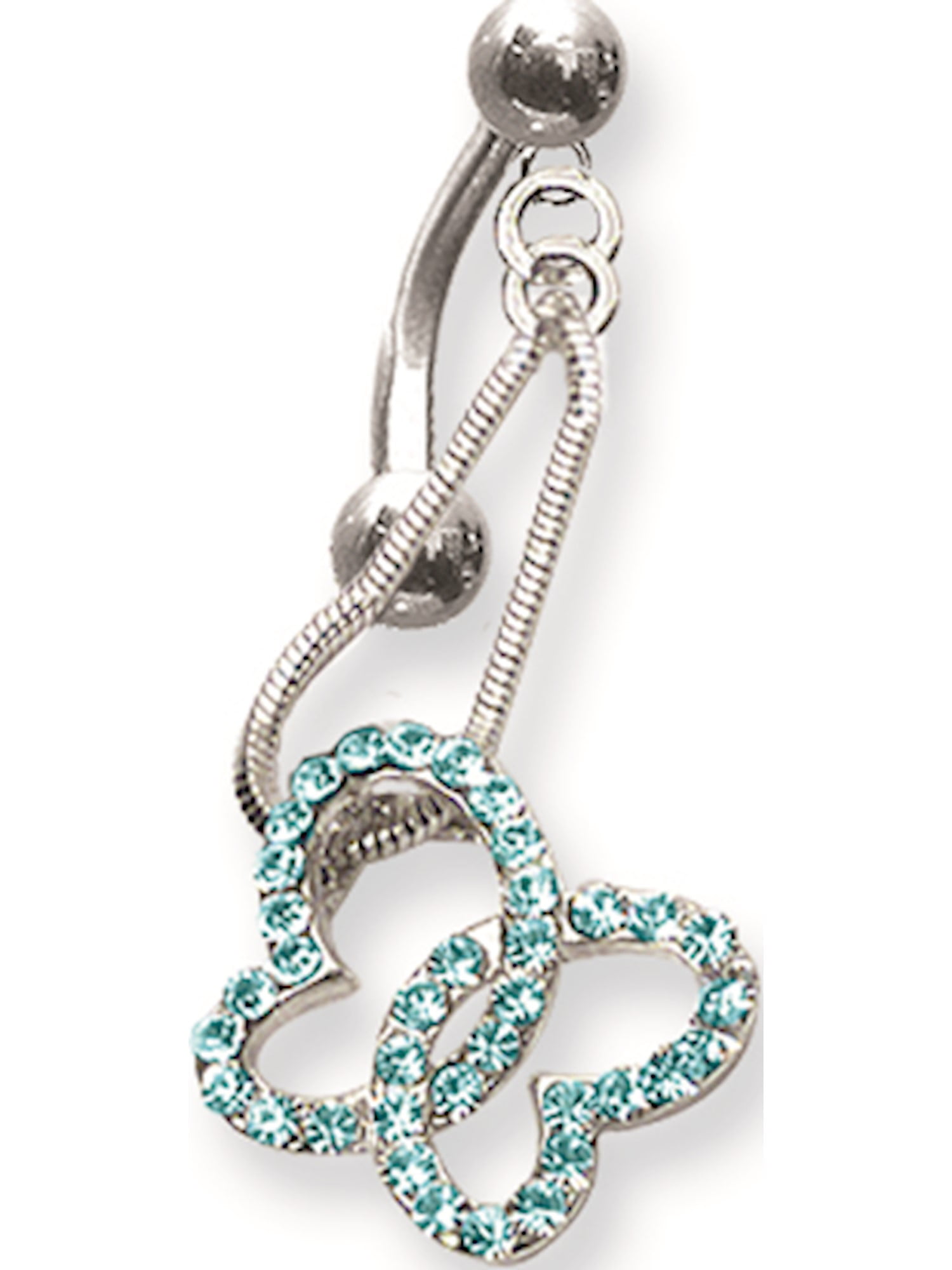 Long Curv Jewelry by Sweet Pea SGSS Curv BB w Fancy Gem Top Dangle 14G 11mm 13//32 1.6mm