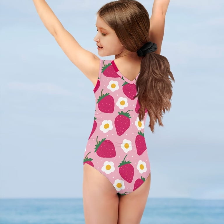 Maillot De Bain Une Pièce Hula Star - Motif Fraise Et Floral, Taille 6 Fille