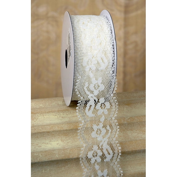 6 Pieces of Ivory White Lace Ribbon 1.5 inches x 10 yds