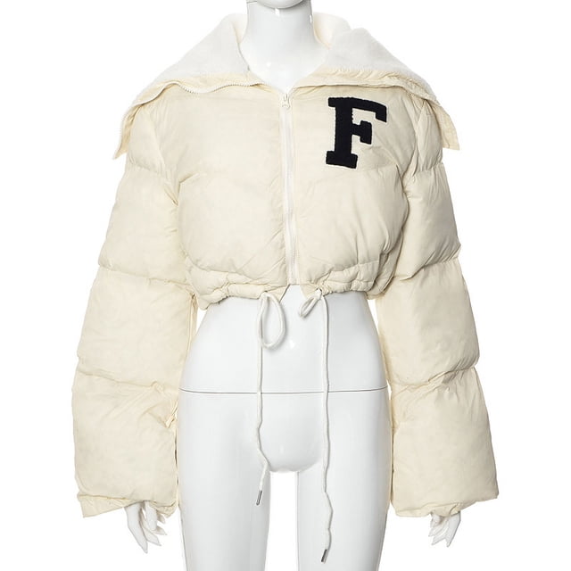 Chaqueta informal de algodón con cuello alto pequeño y bordado de color sólido a la moda para mujer