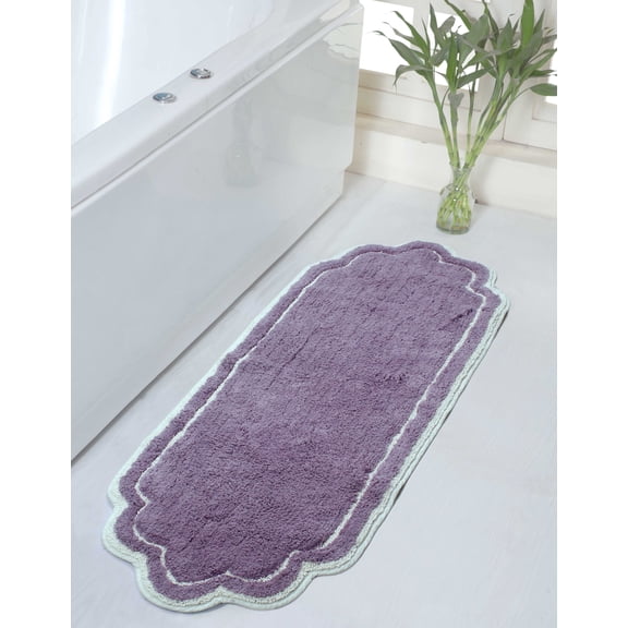 Home Weavers Allure Collection Bathroom Rug 100% Cotton Tufted Bathroom Rug, Soft and Absorbent Bath Rugs, Non-Slip Bath Rug, Machine Wash Dry Bath Mats for Bathroom Floor- 21"x54" Runner, Purple
