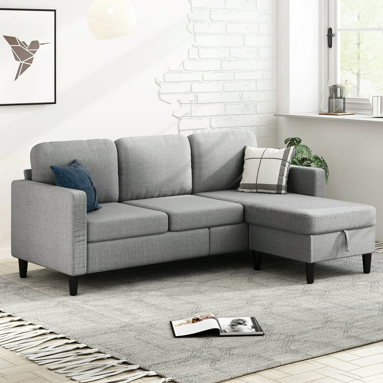 Muzz Sectional Sofa With Movable Ottoman, Free Combination Sectional Couch,  Small L Shaped Sectional Sofa With Storage Ottoman, Modern Linen Fabric Sofa  Set For Living Room (Light Grey) - Walmart.Com
