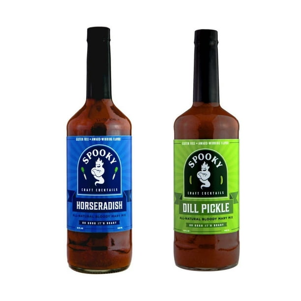 SPOOKY Dill Pickle and Horseradish Bloody Mary Mix Set, Low Carb, Low