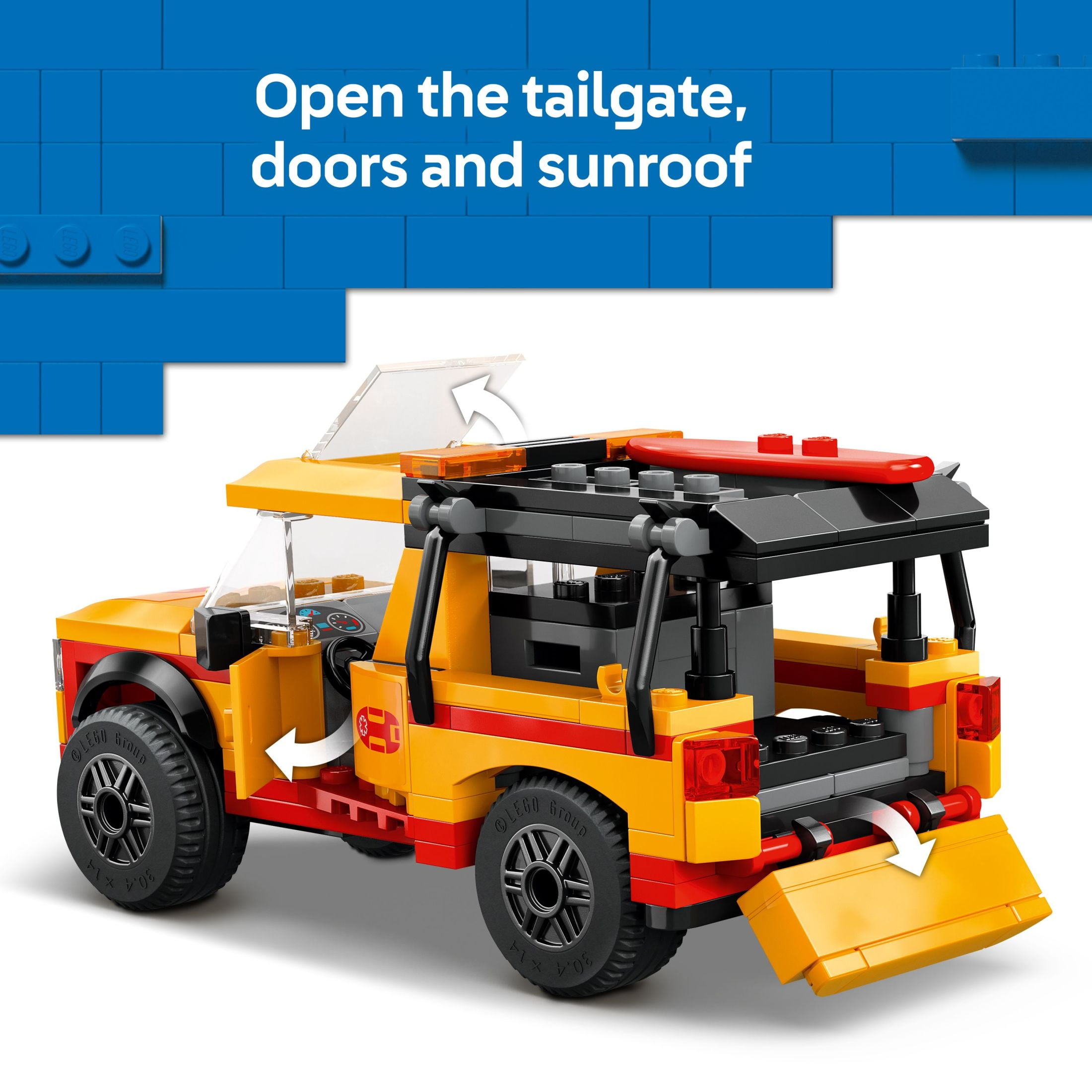 LEGO City Lifeguard Beach Rescue Truck Toy - Building Toy for Kids, Boys and Girls, Ages 6+ - Includes 2 Minifigures, Shark Toy - Gift for Beach-Loving Kids - 60453