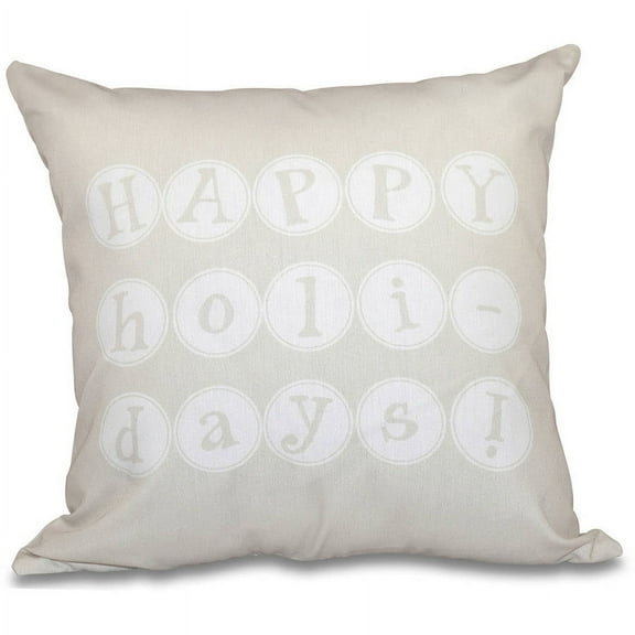 Simply Daisy 16" x 16" Happy Holidays Polyester Indoor/Outdoor Pillow, Ivory (1 count)
