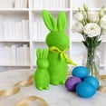 thumbnail image 4 of Easter Bunny Figurines Decor 2PCS 8.66 and 4.73 Inch with Bow Ties, Flocked Rabbit Centerpiece for Spring Table, Indoor Home and Office Shelf Decorations, Easter Party and Seasonal Gift Idea, 4 of 5