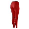 thumbnail image 4 of Gym Leggings for Women High Waist Stretchy Yoga Pants with Pockets Workout Athletic Leggings Red M, 4 of 7
