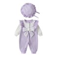 thumbnail image 4 of Mercatoo Baby Girls Autumn Jumpsuit Outfit Long Sleeved Ruffle Bow Color Matching Set Toddler Baby Girls Fall Winter Clothes, 4 of 5