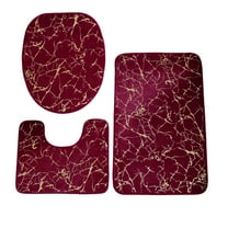 JeashCHAT 3 Piece Bathroom Rug Set - Bathroom Carpet, U-Shaped Contour Toilet Rug, Toilet Lid Cover - Super Soft Anti Slip Toilet Bath Mat Set