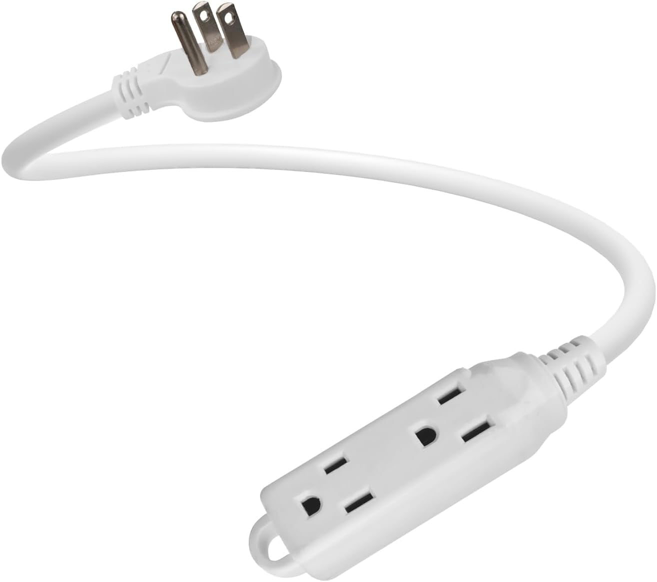 Low Profile 6 Ft Flat Plug Extension Cord - 16 AWG 3 Prong Grounded Cable with 3 Outlets, Perfect for Indoor Use, Black, UL Listed