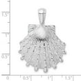 thumbnail image 2 of 925 Sterling Silver Rhodium Plated Polished Textured Lions Paw Shell Pendant Necklace 38.6mm long Pendant for Women, 2 of 2