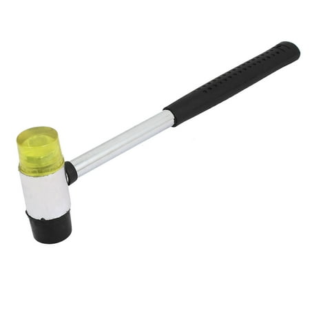 Hand Tooled Black Leather - Unique Bargains 78mm x 30mm Dual-purpose Punch Rubber Hammer Black Leather Handheld Tool