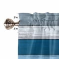 thumbnail image 5 of Coastal Style Kitchen Curtains and Valances Set, Vintage Blue Grey Stripe Wood Texture Rod Pocket Window Valance 18 Inch Window Curtain Panels for Living Room Bedroom Laundry, 27.5x36in, 3 Pieces, 5 of 7