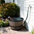 thumbnail image 2 of Expert Gardener 18" × 18" × 12" Whiskey Barrel Walnut Brown 100% Recycled Resin Hose Pot with Removable Drainage Plug, 2 of 9