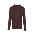 thumbnail image 6 of ZUBKTES Sweaters for Women Solid Stretchable Turtleneck Sweater Fall Winter Base Ribbed Long Sleeve Slim Fit Lightweight Pullover, 6 of 7