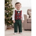 thumbnail image 6 of Miaouyo Toddler Baby Boy Christmas Gentleman Outfit 6 12 18 24 Months 2T 3T 4T Button up Shirt with Bow Tie and Plaid Vest Elastic Pants Set for Formal Wear, 6 of 9