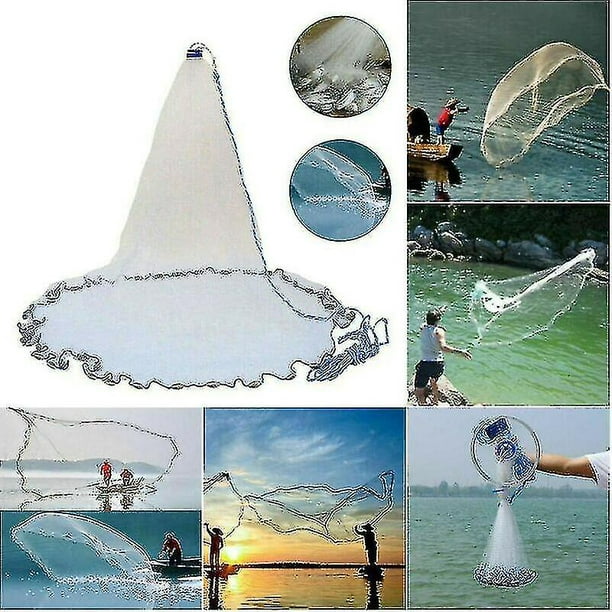 Swhyv Aluminum Ring Monofilament Hand Throw Fishing Cast Net Spin