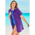 thumbnail image 4 of Swim 365 Women's Plus Size Terry Longer-Length Hooded Zip-Front Swim Cover-Up, 4 of 6