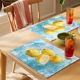 thumbnail image 4 of Lemon Yellow Placemats Set of 8 Blue Lake Wave Summer Tropical Watercolor Place Mats Indoor Wipeable Table Mats Washable Cloth Dining Table Placemats for Kitchen Holiday Party Home Decor 13x19 Inch, 4 of 9