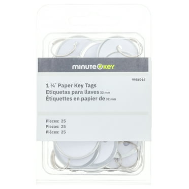 Minute Key 1.25" Paper Key Tags with Wire Rings (25 Pack)