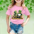 thumbnail image 2 of Yigsgc St. Patricks Day T-Shirt for Kids Cartoon Leprechaun Printed Shirts Short Sleeve Graphic Tees Tops,Color Pink,Size 10-11 Years, 2 of 4