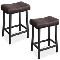 Kojooin Bar Stools, Set of 2 Bar Chairs with PU Upholstered Saddle Seats, Kitchen Stools, 24" Modern Backless Counter Height Stool for Kitchen Island Bar