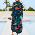 thumbnail image 2 of Tropical Fish Under the Sea Long Sleeved Shirt Dress elegant dress sexy dress for women, 2 of 6