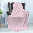 thumbnail image 4 of Polka Dots Soft Flannel Fleece Blanket, Tiny Little Retro Circles Vintage Style Geometric Round Motifs Composition, Cozy Plush for Indoor and Outdoor Use, 50" x 60", White and Pink, by Ambesonne, 4 of 5