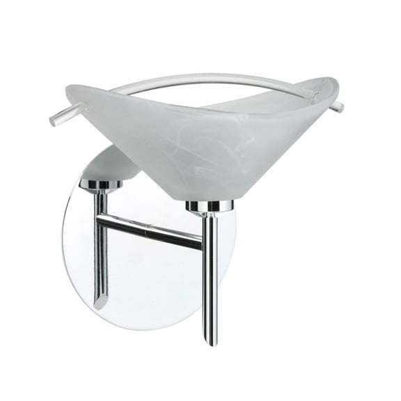 1SW-181304-LED-CR Besa Lighting Hoppi-One Light Mini Wall Sconce-7.5 Inches Wide by 6 Inches High-Chrome Finish-Marble/Clear Glass Color-LED Lamping
