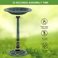 thumbnail image 5 of 28 Inch Pedestal Bird Bath Solar Fountain Birdbaths with Steel Ground Anchors Weather Resistant Resin Antique Green Garden Decor for Outdoor Lightweight Courtyard, 5 of 11