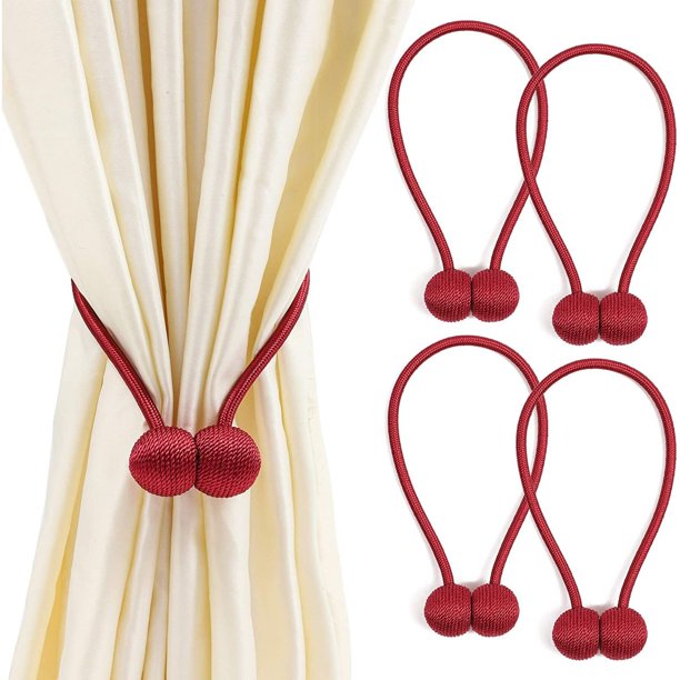 4Pack Window Curtain Tiebacks Hook, Decorative Rope Curtain