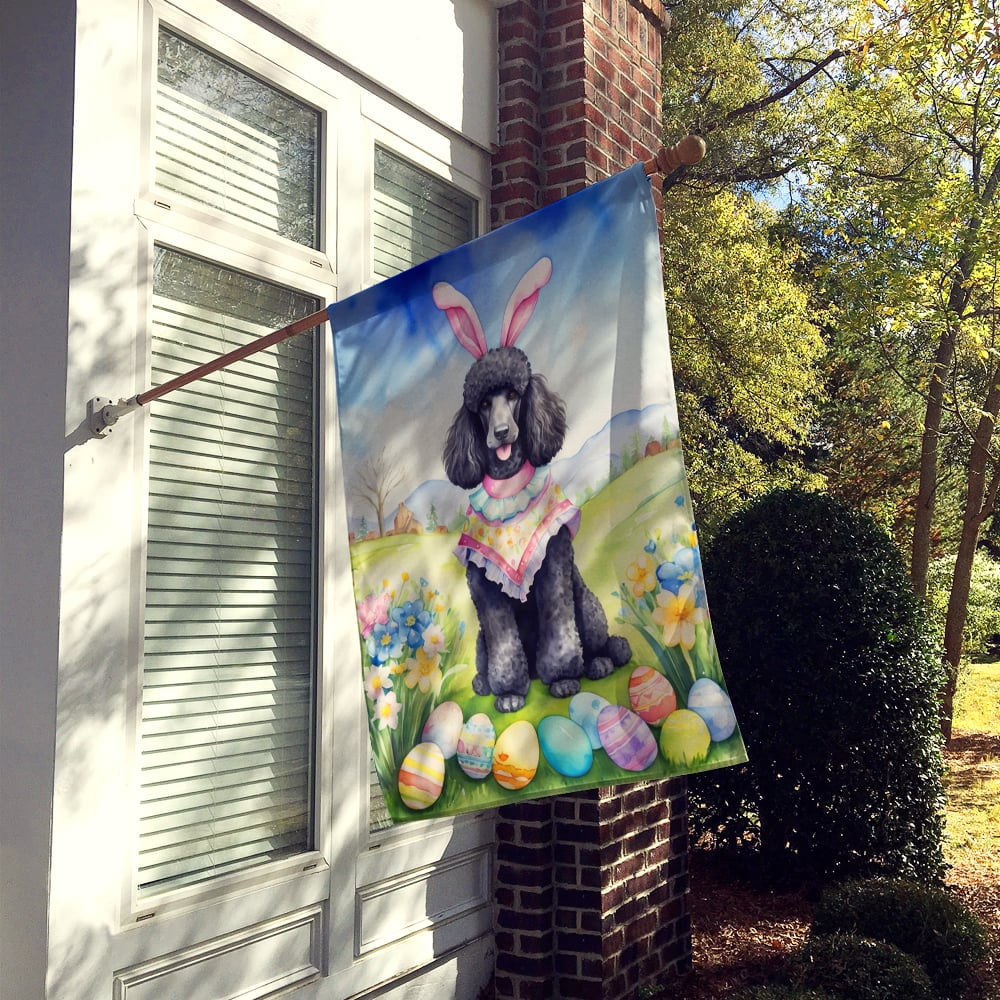 Black Poodle Easter Egg Hunt House Flag 28 in x 40 in