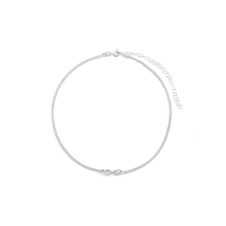 Extension Double Strand Necklace - Double Strand Silver Infinity Choker Necklace