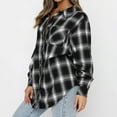thumbnail image 2 of Women Spring And Autumn Plaid Jacket Cardigan Breasted Single Side Pocket Shirt, 2 of 6