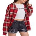 thumbnail image 1 of Women Plaid Shirt Flannel Oversized Checked Shirt Long Sleeve Blouse Tops, 1 of 6