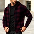 thumbnail image 4 of Ceisia Men Plaid Fleece Lined Hooded Jacket Buffalo Check Full Zip Drawstring Hood Side Pockets Warm Coat For Cold Weather Outdoor Casual Street Style Gift, 4 of 5