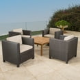 thumbnail image 3 of Christopher Knight Home Puerta Outdoor 5-piece Wicker Seating Set with Cushions by  Dark Brown + Beige, 3 of 5