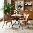 thumbnail image 4 of Homy Casa 31.5 inch Round Dining Table for two, Dark Brown MDF Top Metal Base, Modern Kitchen Table, 4 of 10