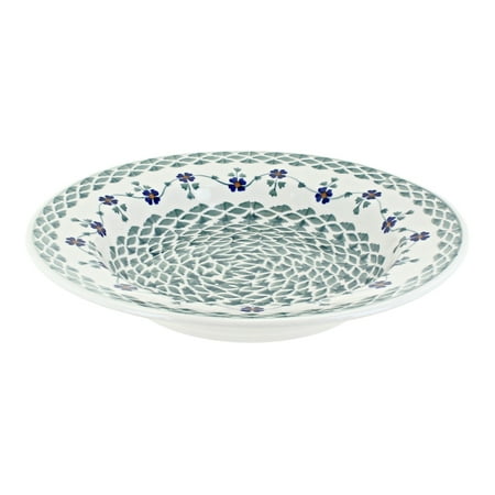 

Blue Rose Polish Pottery Sage Floral Soup Plate