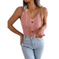 thumbnail image 3 of Women'S V Neck Buttons Knit Tank Tops Summer Casual Sleeveless Shirts Sweater Vest Pink L, 3 of 10