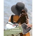 thumbnail image 4 of Minzimin Womens Sun Hat with Ponytail Hole Beach Hiking Summer Wide Brim UPF 80+ Outdoor Protection Foldable Bucket Hat, 4 of 6