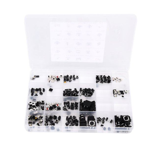 Uadme Interruptor táctil de 250 Piezas - Kit de Micro combinación Interruptor de botón en Caja de 25 valores para Equipos de Audio de televisión