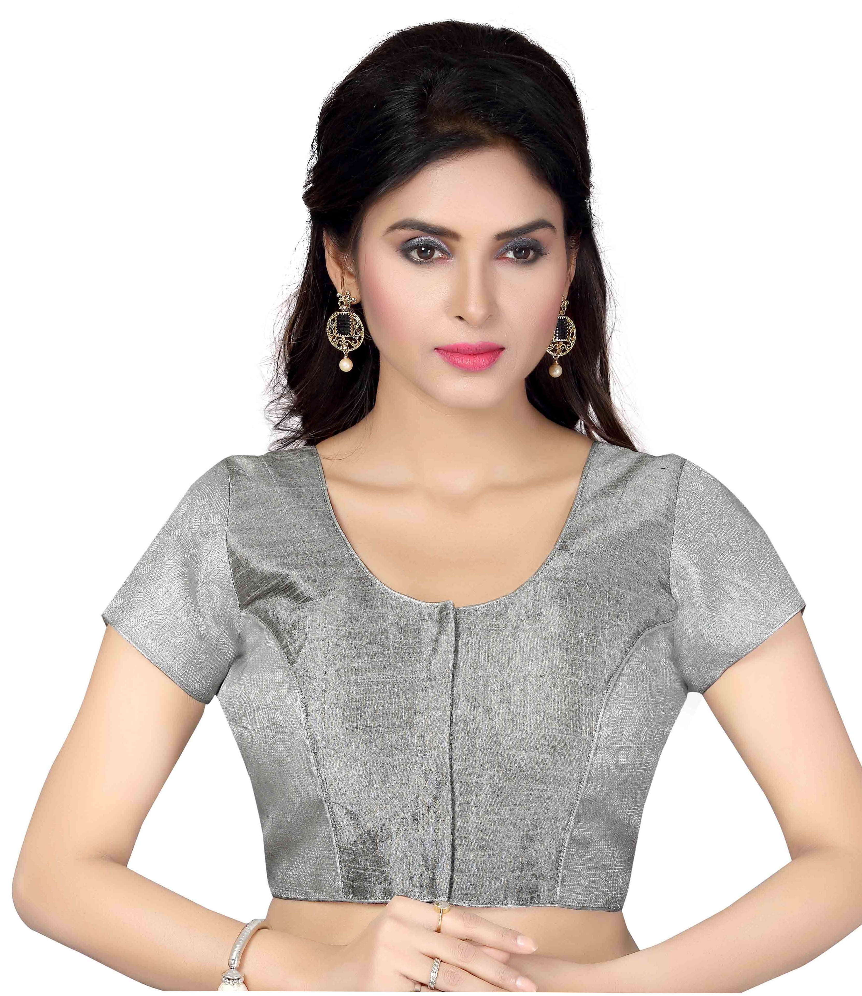high neck silver blouse