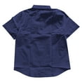 thumbnail image 3 of Men's Short Sleeve Casual Shirts Polyester Solid Color Classic Fit Summer, 3 of 4