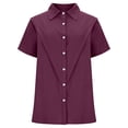 thumbnail image 5 of NAFUU Females Blouse Casual Short Sleeve Button Down Solid Color Lapel Stylish Relaxed Fit Vacation Cute Tops, 5 of 7