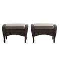 thumbnail image 2 of Unnifurnzi Patio Ottoman Set of 2-All Weather Wicker Outdoor Footstool with Removable Cushions Outdoor Olefin Fabric Outdoor Foot Rest for Deck Porch Balcony Garden-Brown/Gray, 2 of 7