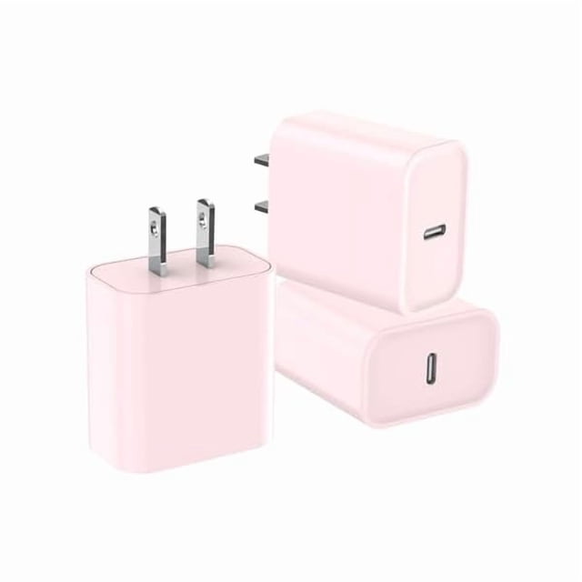 LinQingQ 3Pack iPhone 16/15 Charge Block,USB C Charger,Light Pink Charger Adapter,Quick Fast Charger PD Adapter Plug 20W Power Delivery Type C Fast Charging Block for iPhone 16/15/14/13/12,iPad Pro/Ai