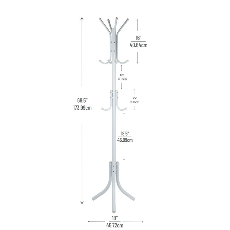 Mind Reader Silver Steel Freestanding Coat Rack with 11 Hooks - Traditional  Style, Space-Saver, Easy Assembly in the Coat Racks & Stands department at