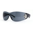 thumbnail image 3 of Womens Wrap Around Shield Star Jewel Retro 90s Sunglasses All Black, 3 of 4