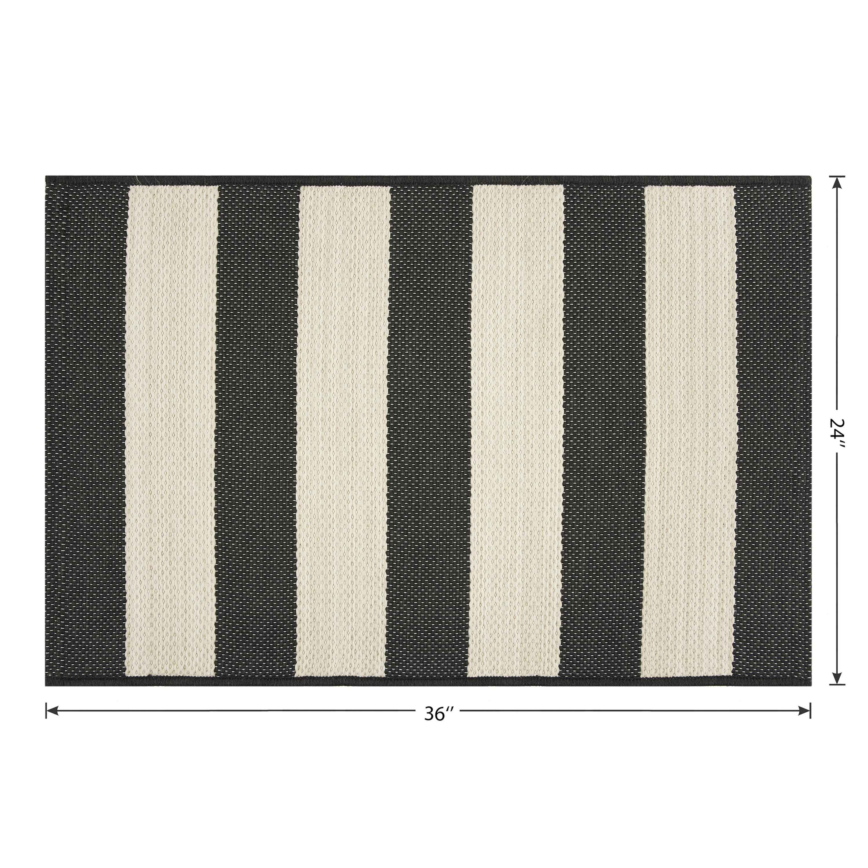 Mainstays 24 in x 36 in Black & White Cabana Stripe Outdoor Scatter Rug